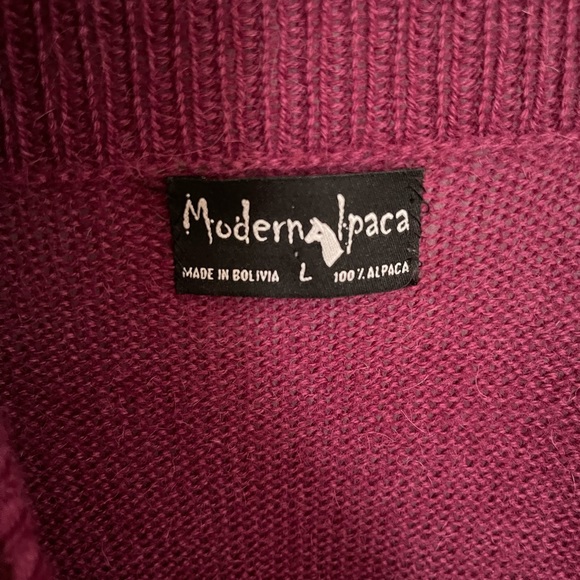 100% alpaca long purple knitted jacket - Picture 3 of 3